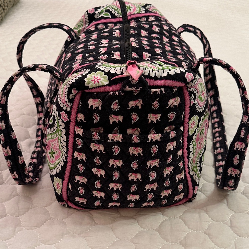 Vera Bradley Black and Pink Elephant Travel Bag - Picture 6 of 7